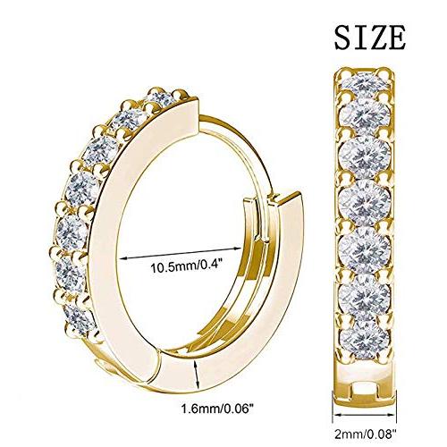 Small Hoop Earrings, 14K Gold Huggie Cubic Zirconia Cartilage Earring for Womensec2